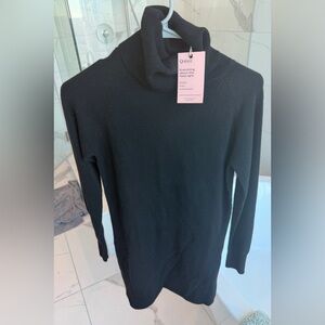 Quince Elegant Black Turtleneck Dress